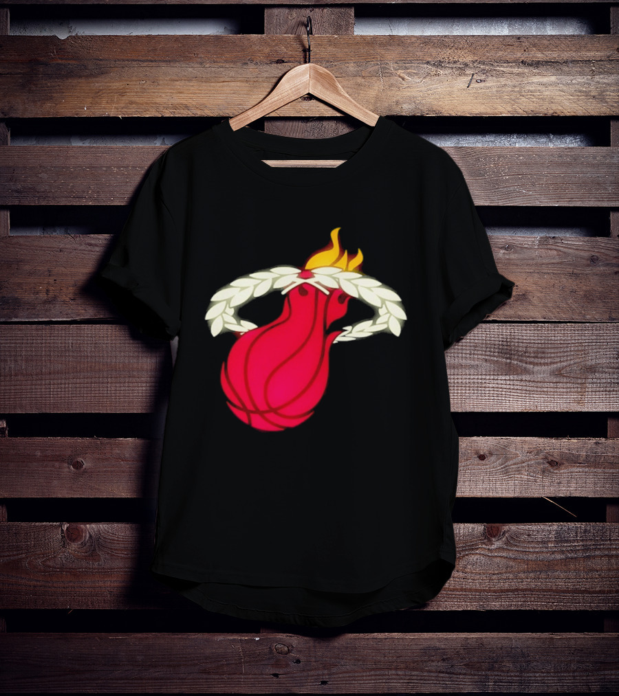 Miami Heat Flaming Basketball Wreath NBA T-Shirt