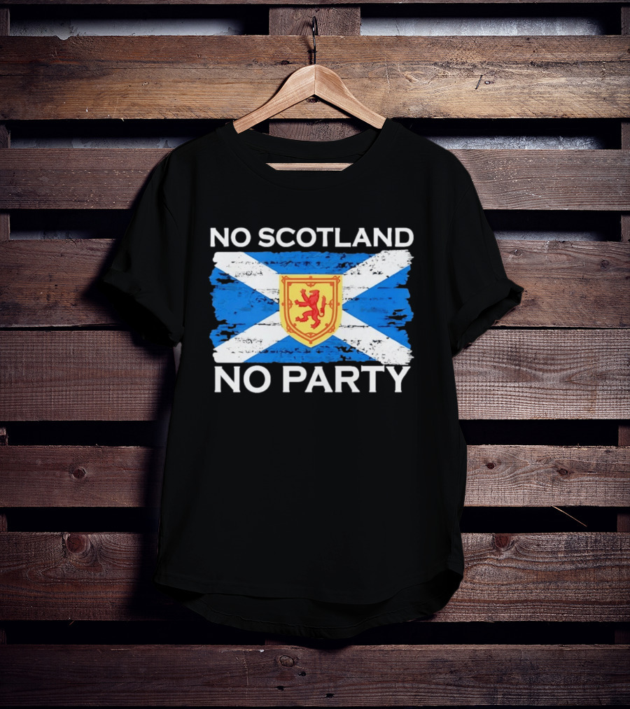 No Scotland No Party Flag With Scottish Lion Rampant T-Shirt