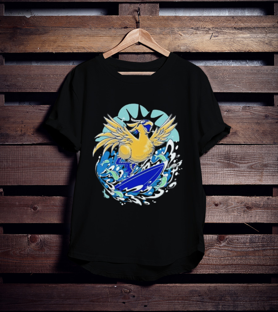 Pop Culture Wizard Surfing Yellow Bird T-Shirt