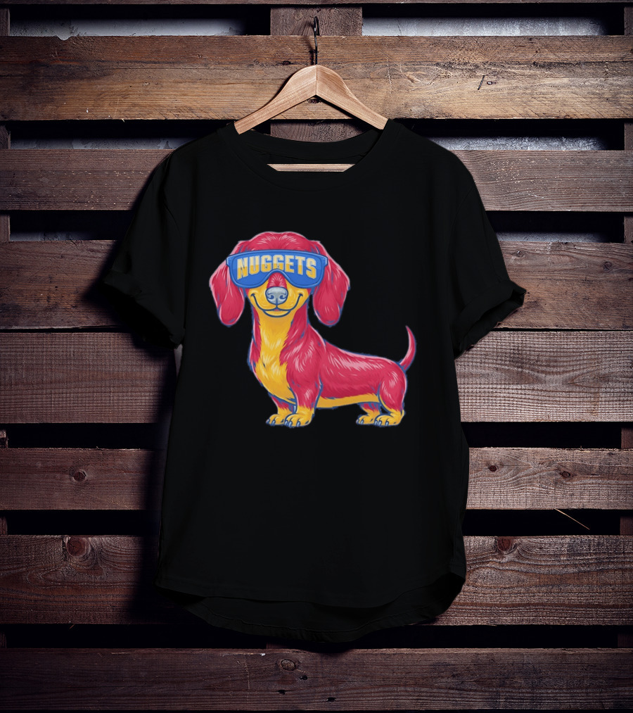 Denver Nuggets Dachshund Dog Wearing Oversized Glasses T-Shirt