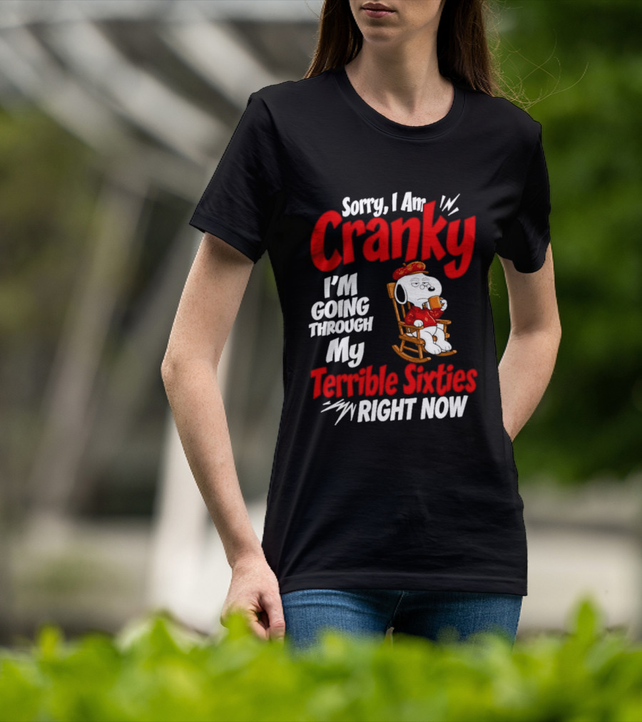 Snoopy Sorry I Am Cranky I'm Going Through My Terrible Sixties Right Now T-Shirt