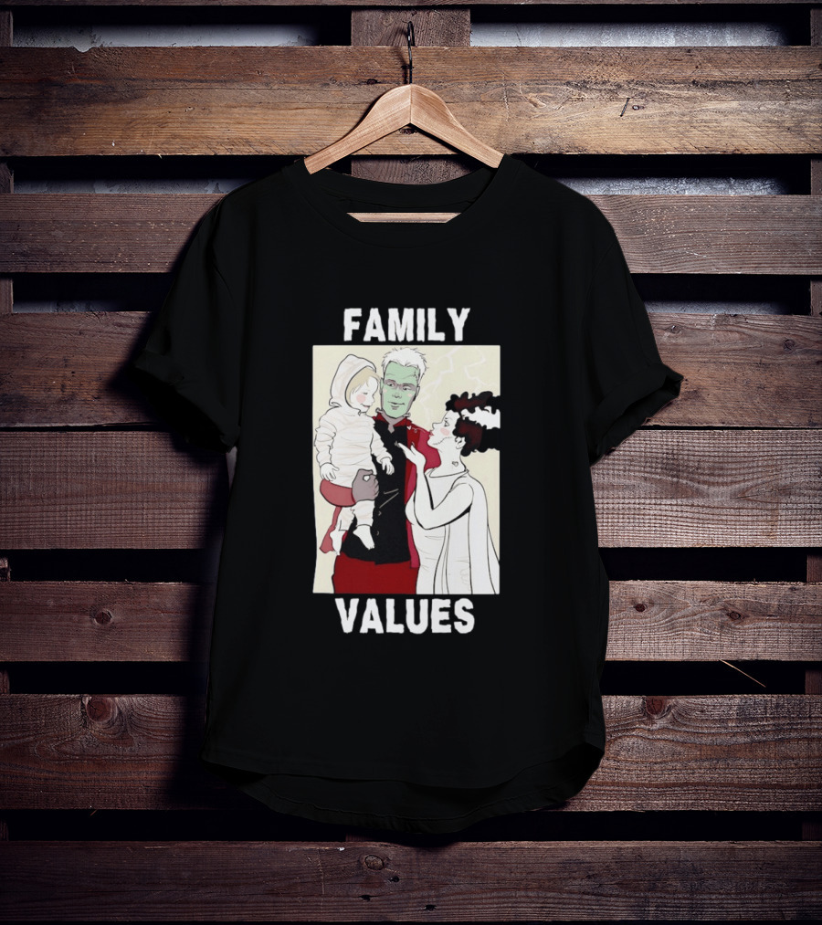 Frankenstein Bride Mummy Family Values Halloween T-Shirt