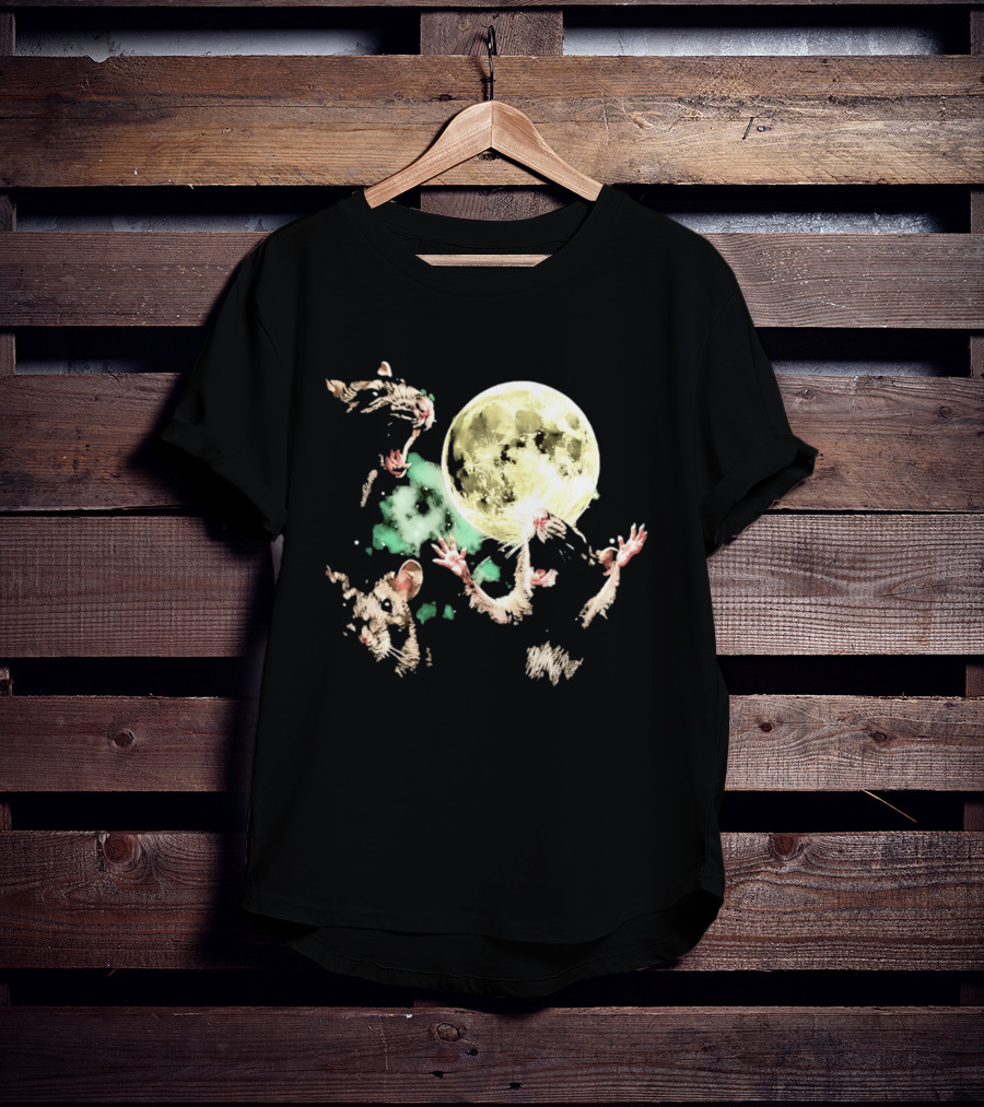 Three Rats Howling At The Full Moon Rodent T-Shirt