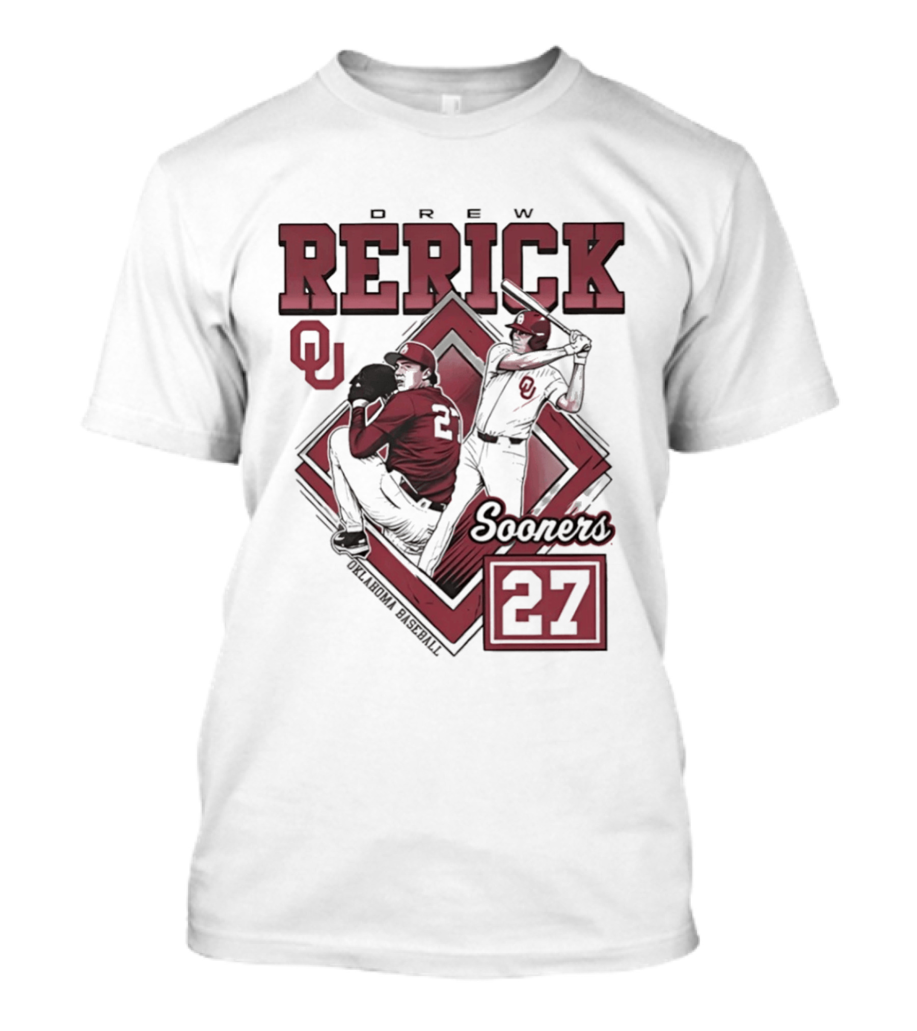 Oklahoma Sooners Drew Rerick Baseball 27 OU T-Shirt