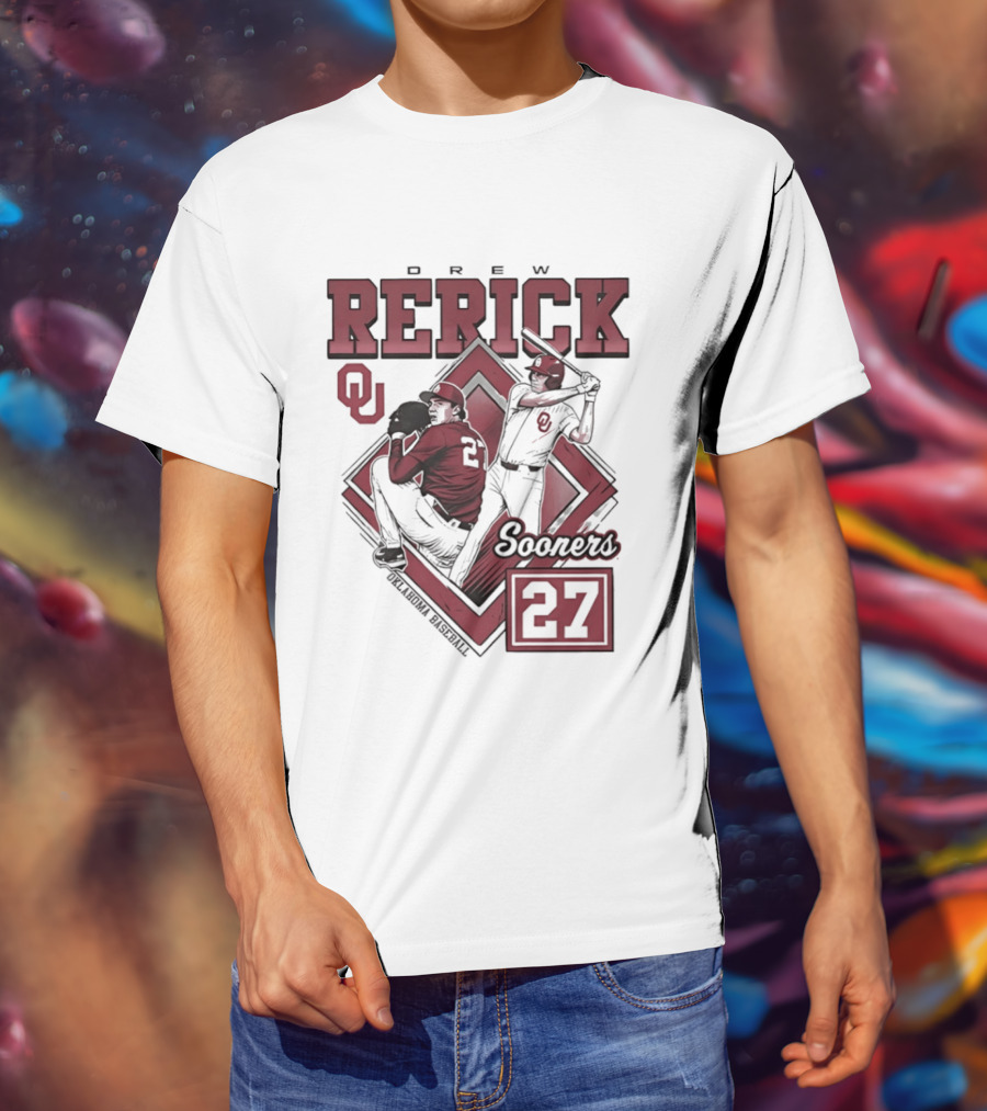 Oklahoma Sooners Drew Rerick Baseball 27 OU T-Shirt