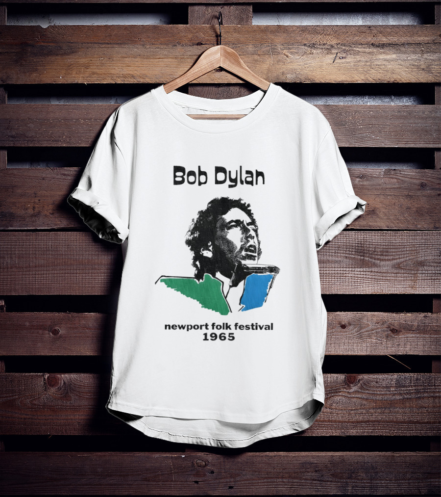 Bob Dylan Newport Folk Festival 1965 Iconic Black Green Blue T-Shirt