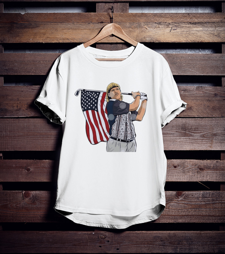 John Daly Holding Golf Stick American Flag 4th Of July Golfer T-Shirt