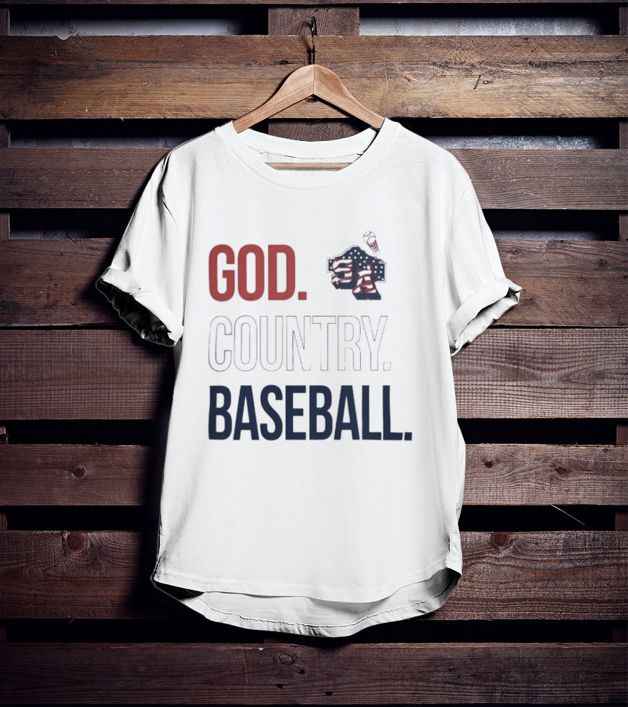 San Antonio Missions God Country Baseball USA Flag Patriotic Grey T-Shirt