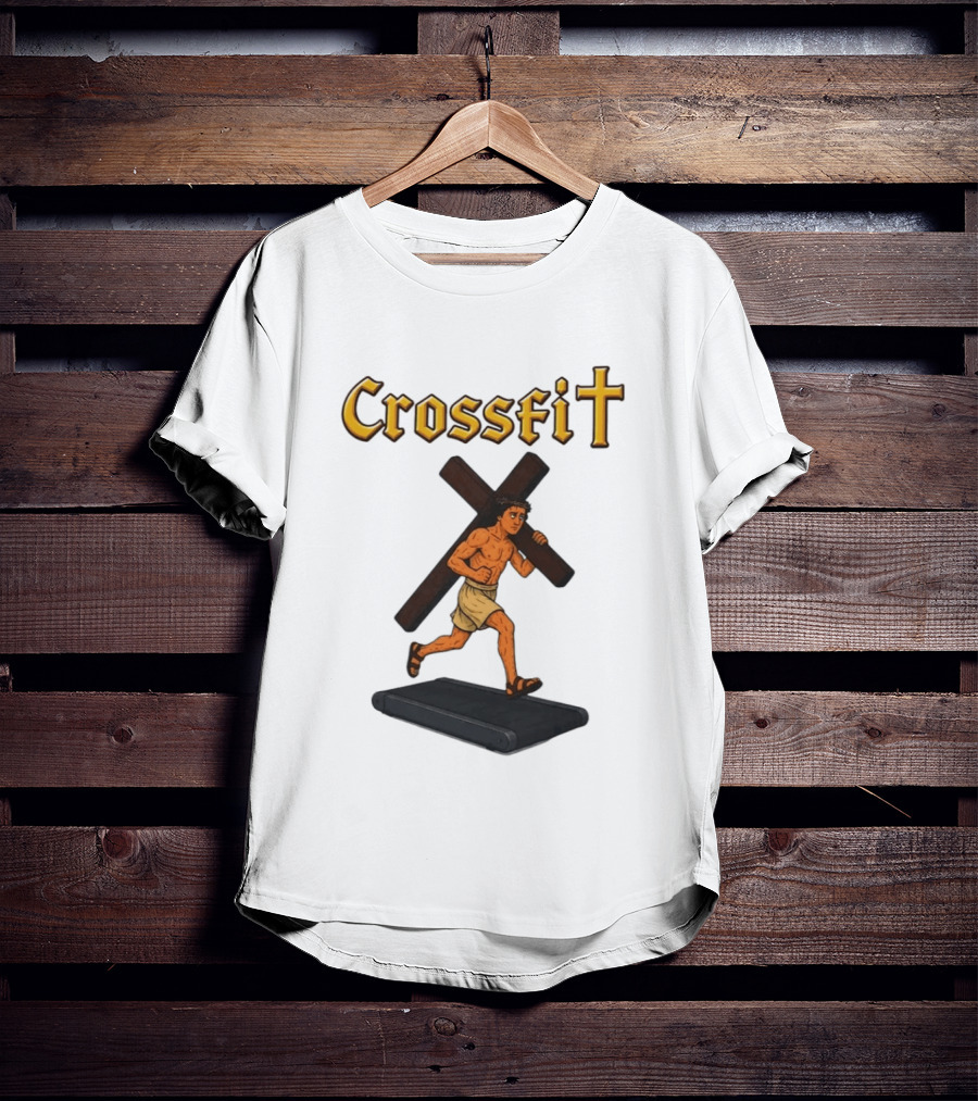 CrossFit Jesus Treadmill Religious Workout T-Shirt