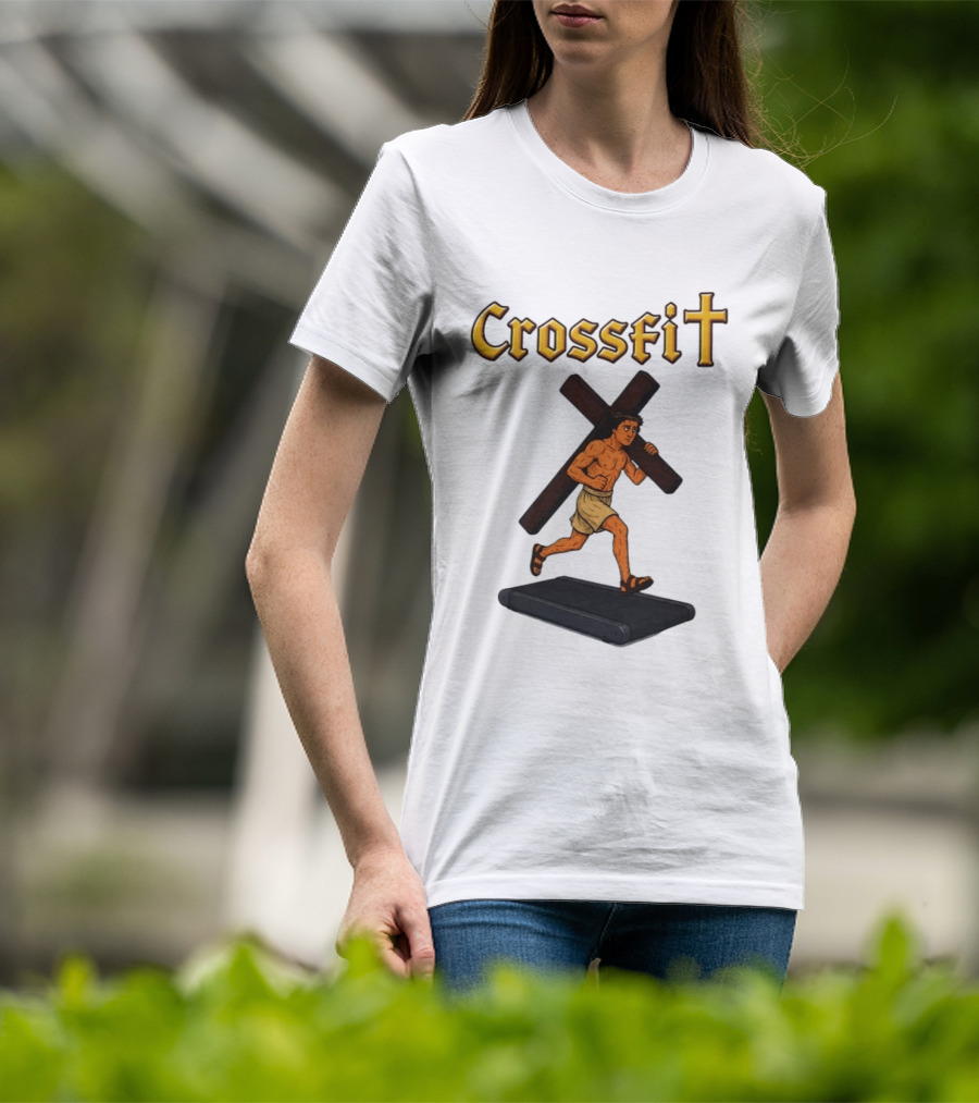 CrossFit Jesus Treadmill Religious Workout T-Shirt