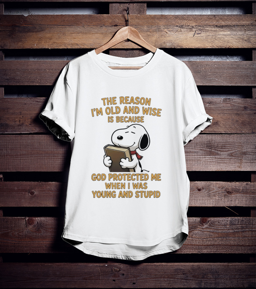 Snoopy Clutching The Bible God Protected Me When I Was Young And Stupid T-Shirt