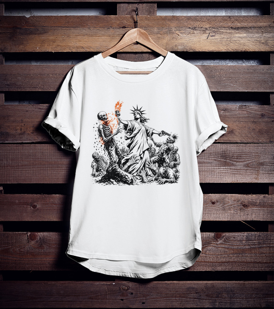 Liberty Or Death Zombie Apocalypse Undead Statue Of Liberty Torch T-Shirt