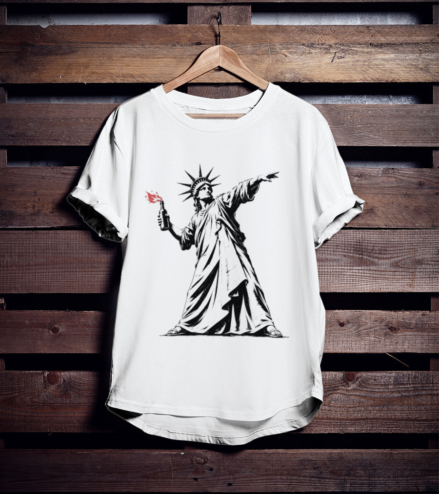 Liberty Unleashed Statue Of Liberty Molotov Cocktail Flame T-Shirt