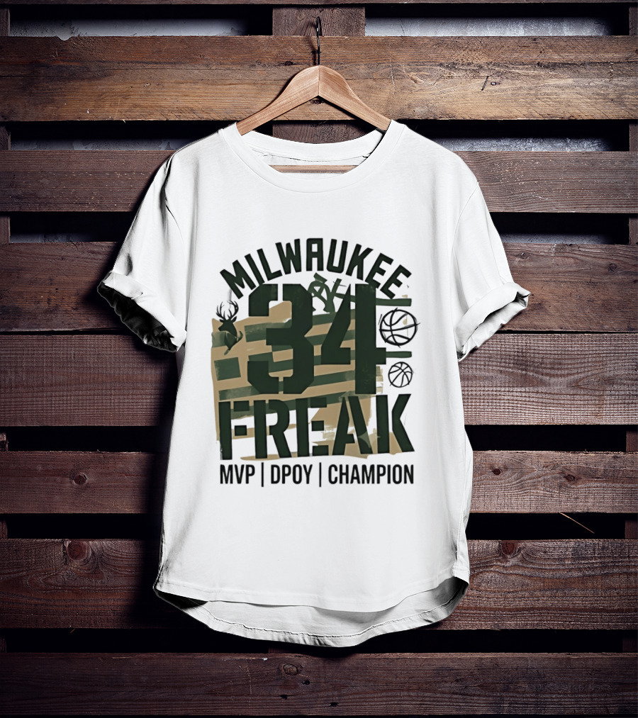 Milwaukee 34 Freak MVP DPOY Champion Giannis Antetokounmpo Basketball T-Shirt