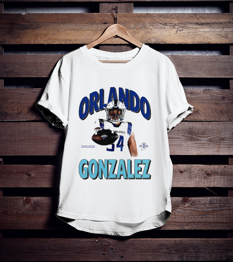 Orlando Gonzalez Indiana State Sycamores Linebacker Football Player 34 T-Shirt