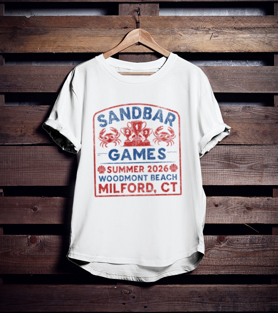 Sandbar Games Summer 2026 Woodmont Beach Milford CT Crabs And Trophy T-Shirt