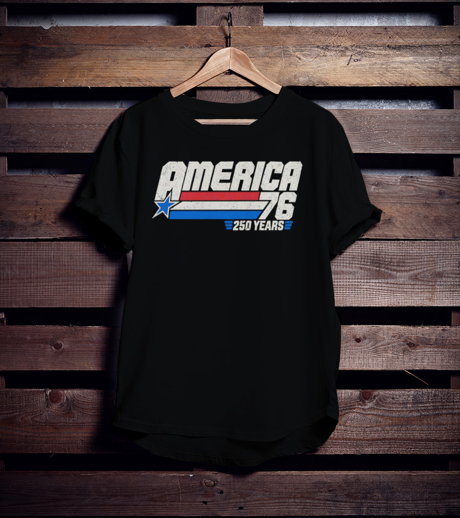 America 76 Star Red White Blue 250 Years Celebration T-Shirt