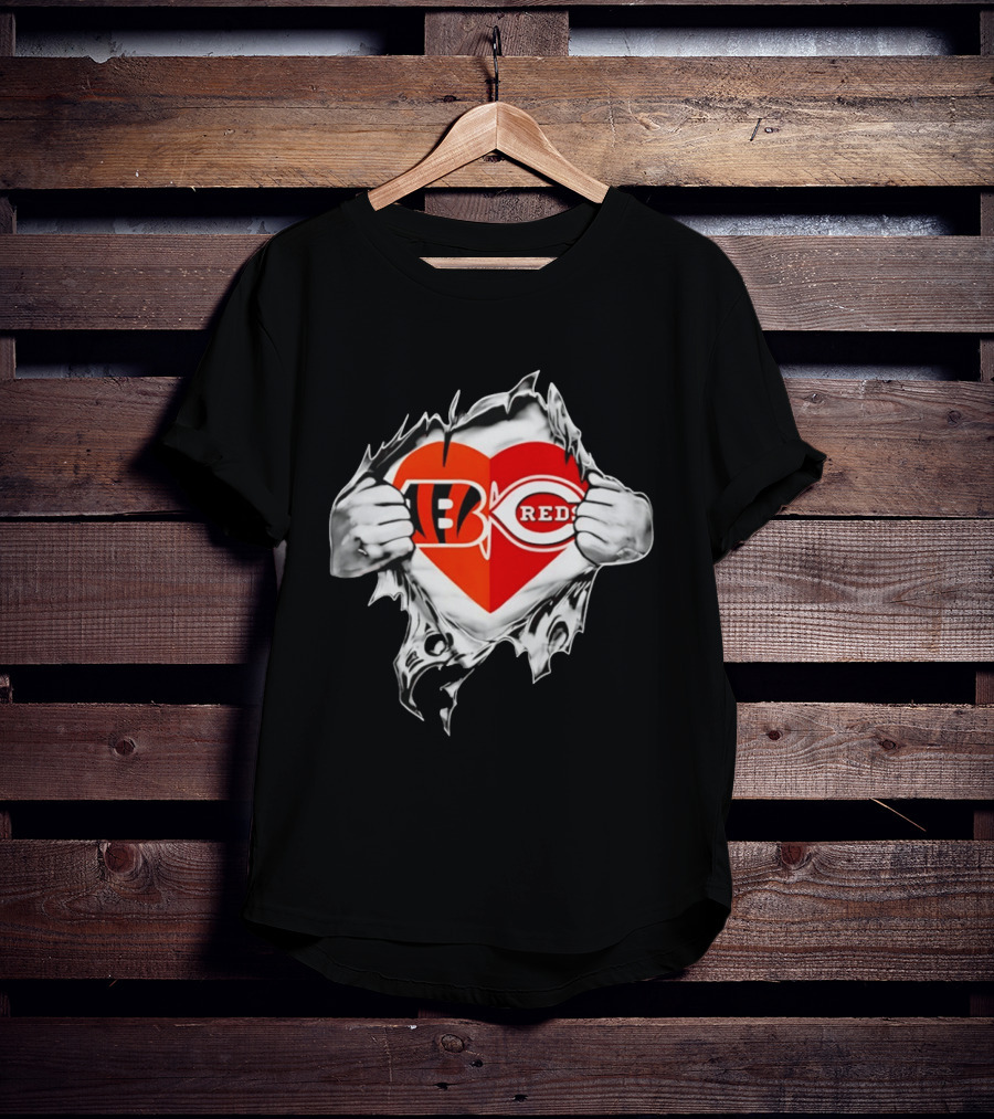 Bengals Reds Heart Ohio Sports MLB Fan Pride T-Shirt