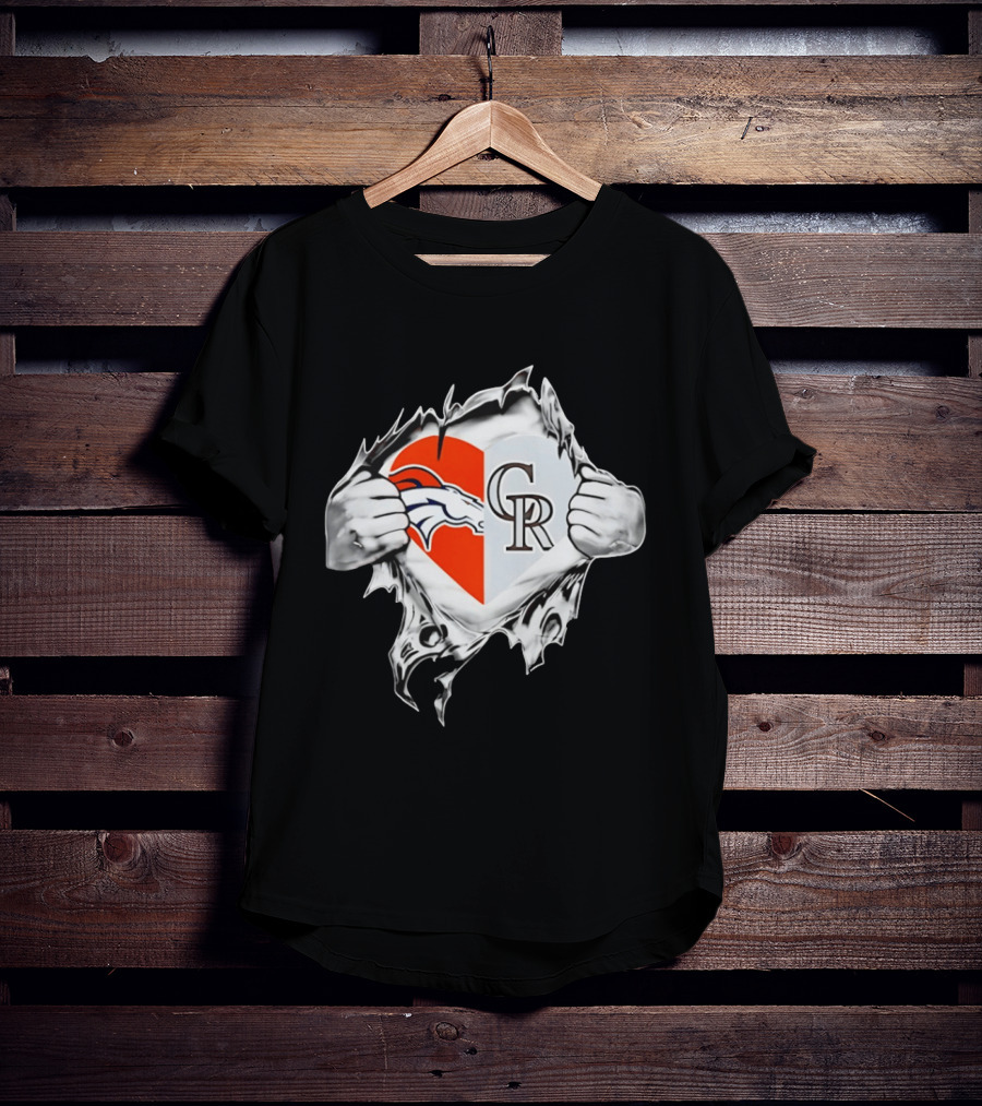 Broncos Rockies Heart Split Collaboration T-Shirt