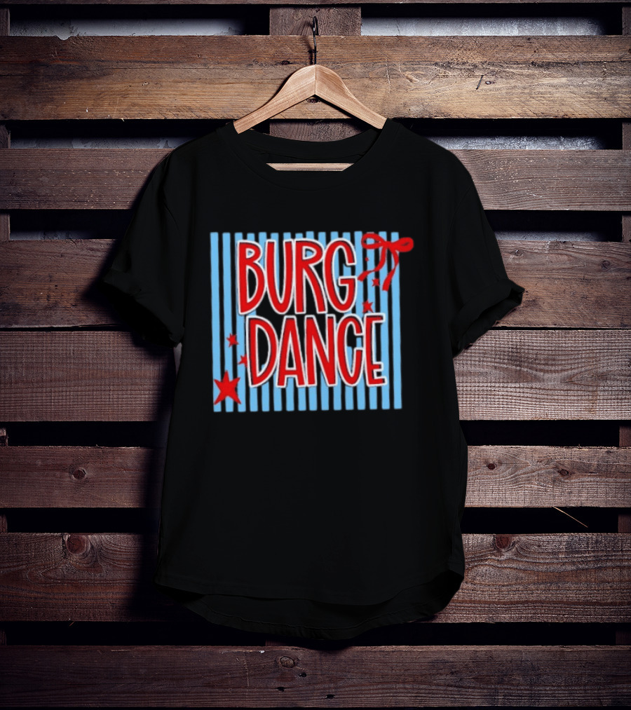 Burg Dance Stripe Red Stars And Bow T-Shirt