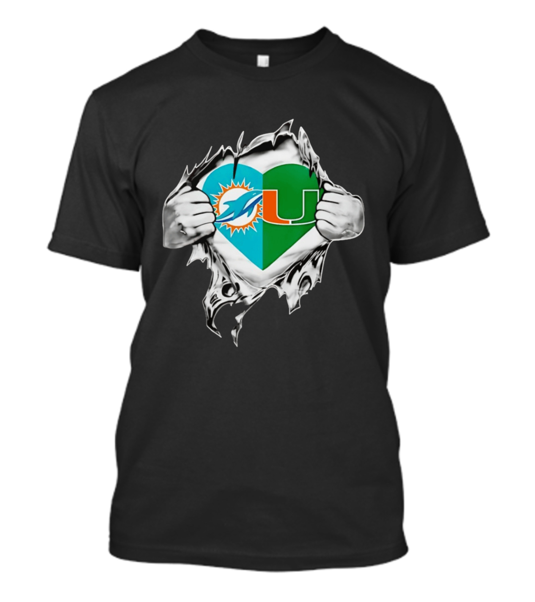 Dolphins Hurricanes Heart Miami Sports Fan Spirit T-Shirt