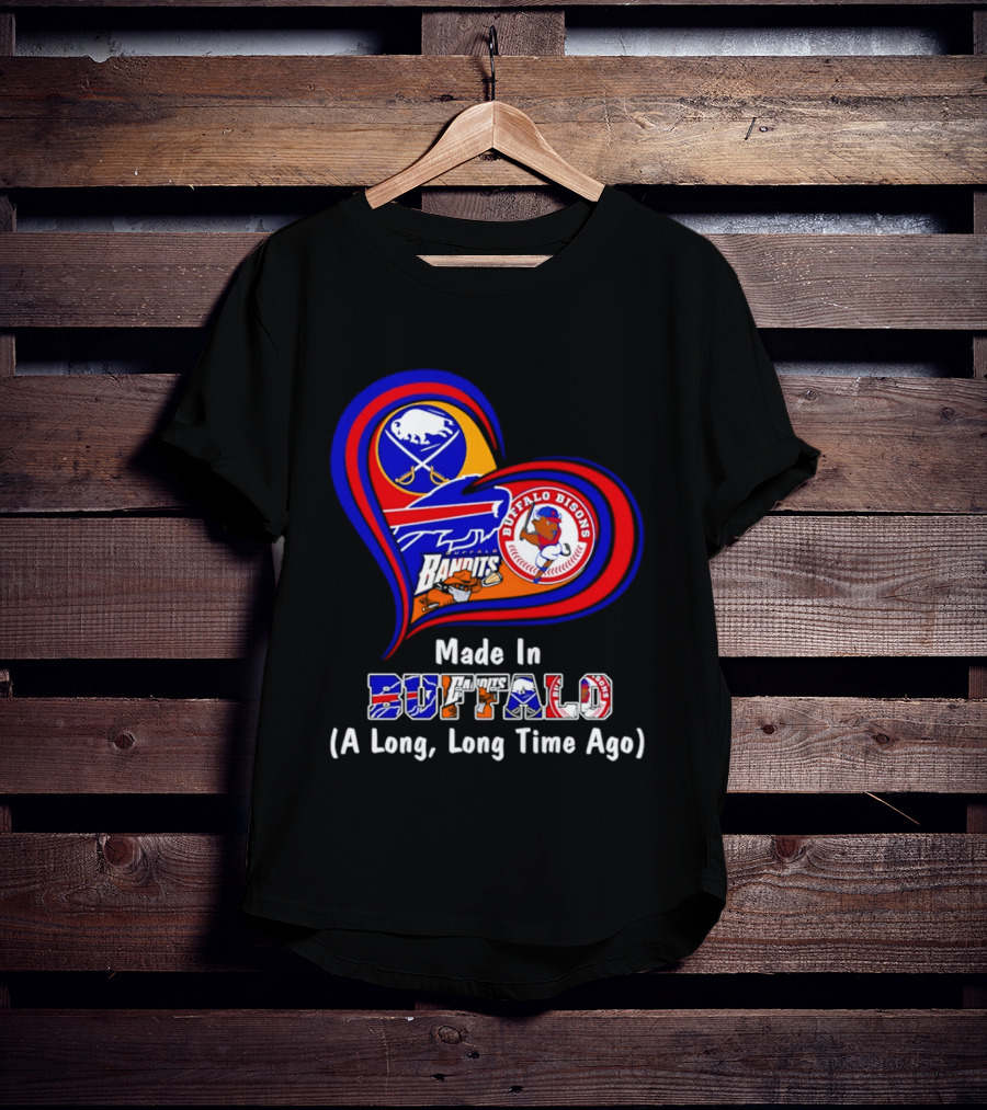 Buffalo Sabres Bills Bisons Made In Buffalo Heart T-Shirt