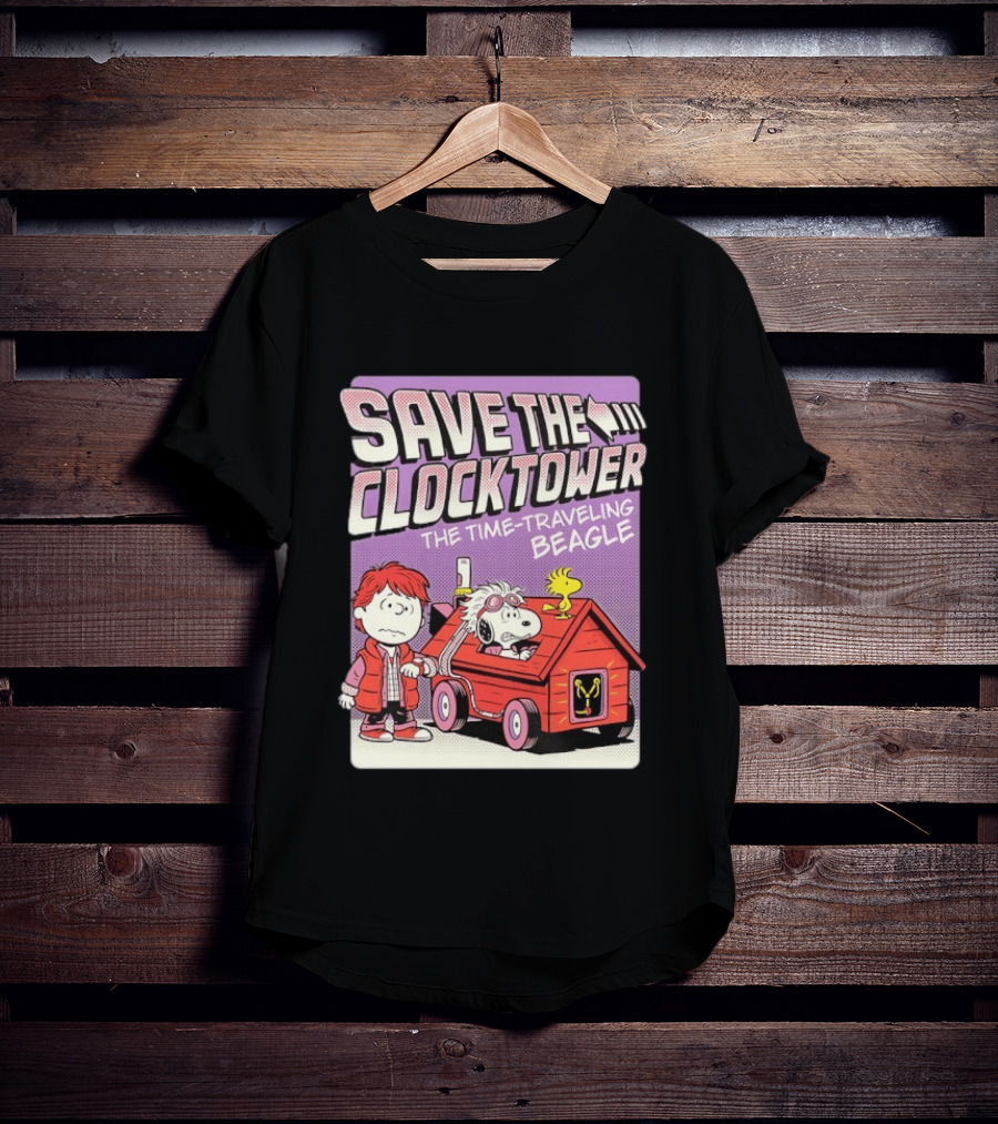 Save The Tower The Time Traveling Beagle Retro Adventure T-Shirt