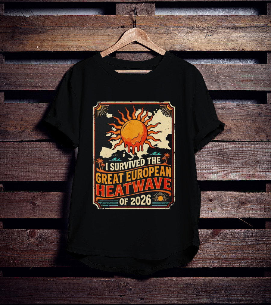 I Survived The Great European Heatwave Of 2026 Vintage Map Sun T-Shirt