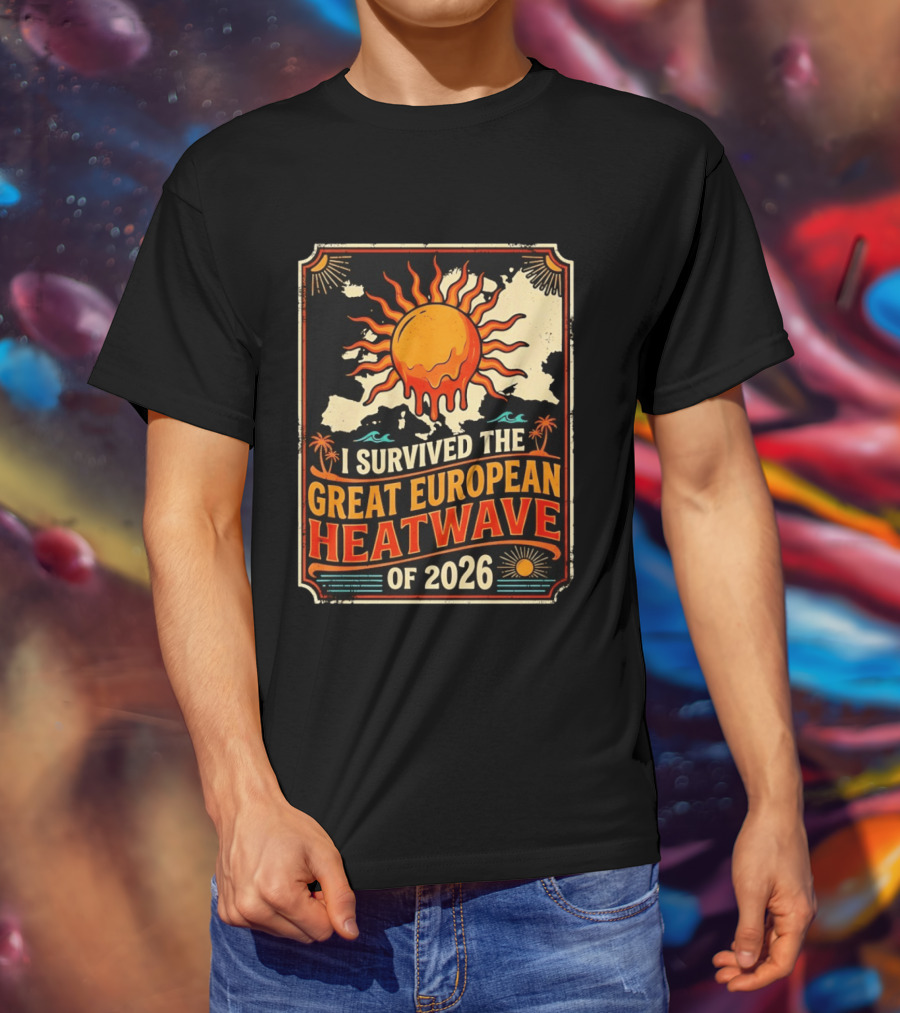 I Survived The Great European Heatwave Of 2026 Vintage Map Sun T-Shirt