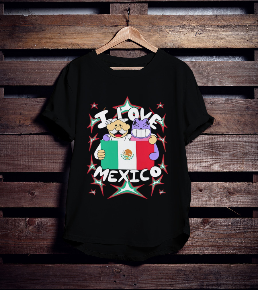 I Love Mexico Mexican Flag Cartoon Cat And Doctor T-Shirt