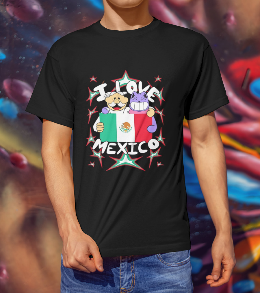 I Love Mexico Mexican Flag Cartoon Cat And Doctor T-Shirt