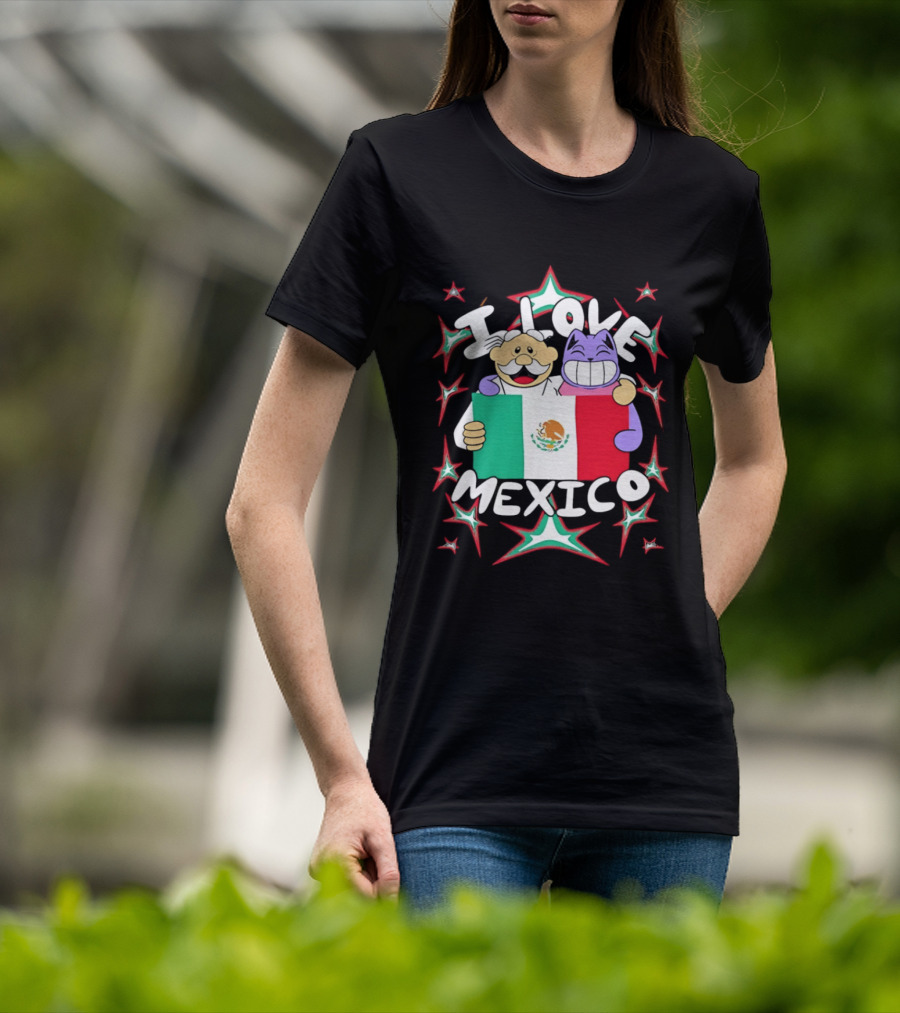 I Love Mexico Mexican Flag Cartoon Cat And Doctor T-Shirt
