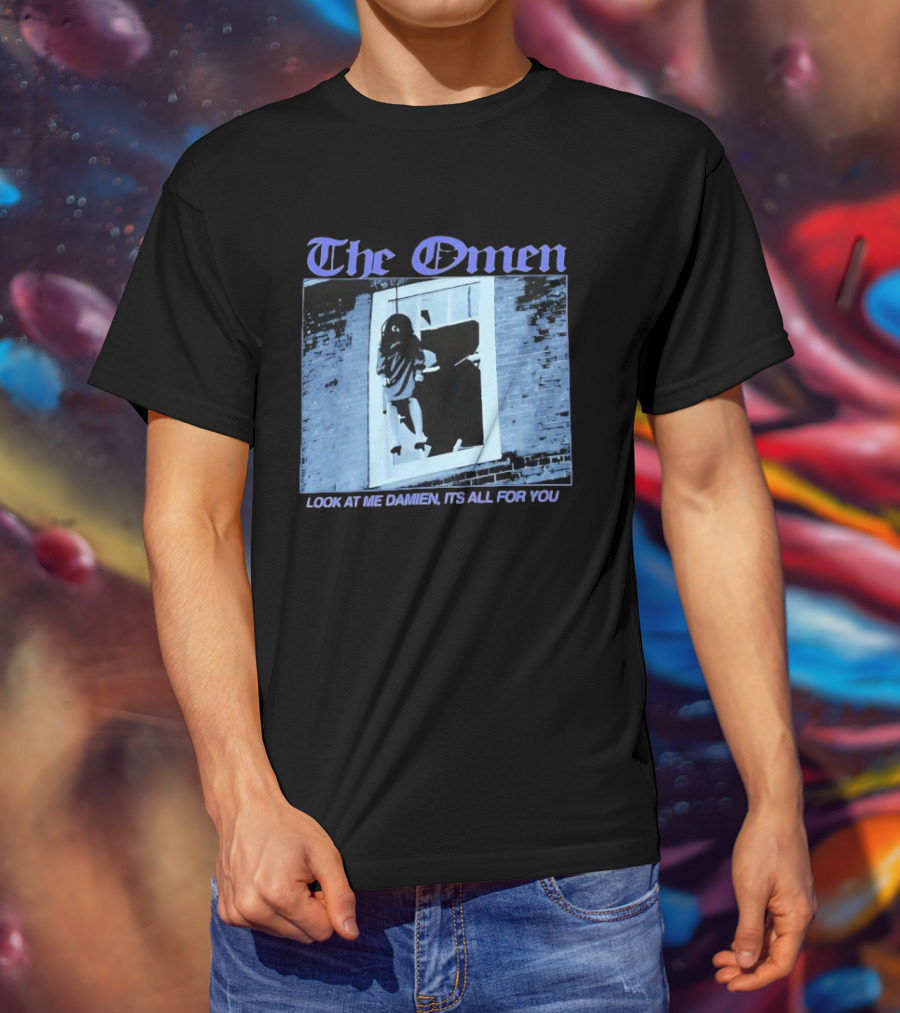 The Omen Look At Me Damien It's All For You Classic Horror Scene T-Shirt