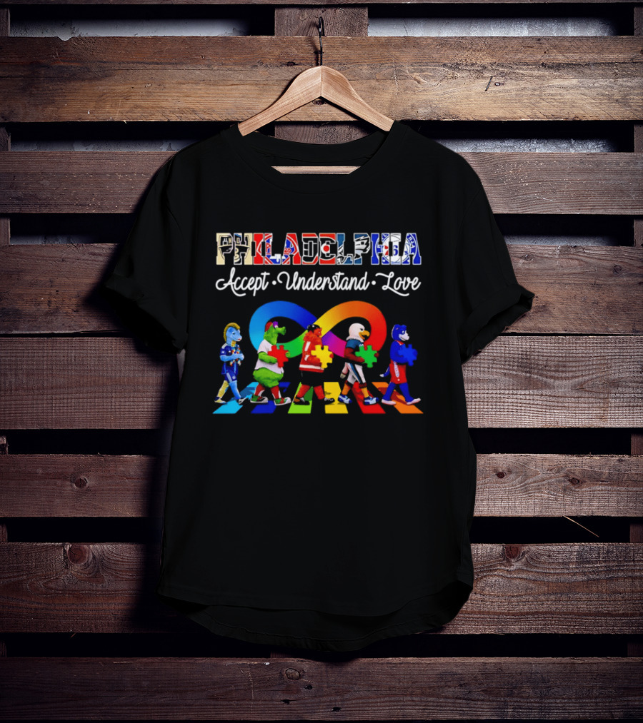 Philadelphia Mascots Autism Awareness Accept Understand Love T-Shirt