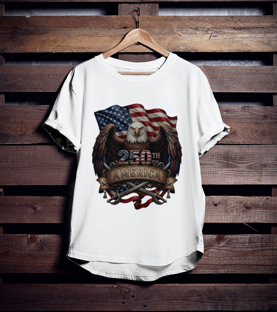 Patriotic Bald Eagle USA Flag America 250th Anniversary T-Shirt