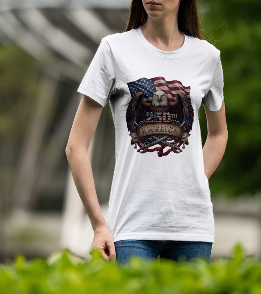Patriotic Bald Eagle USA Flag America 250th Anniversary T-Shirt
