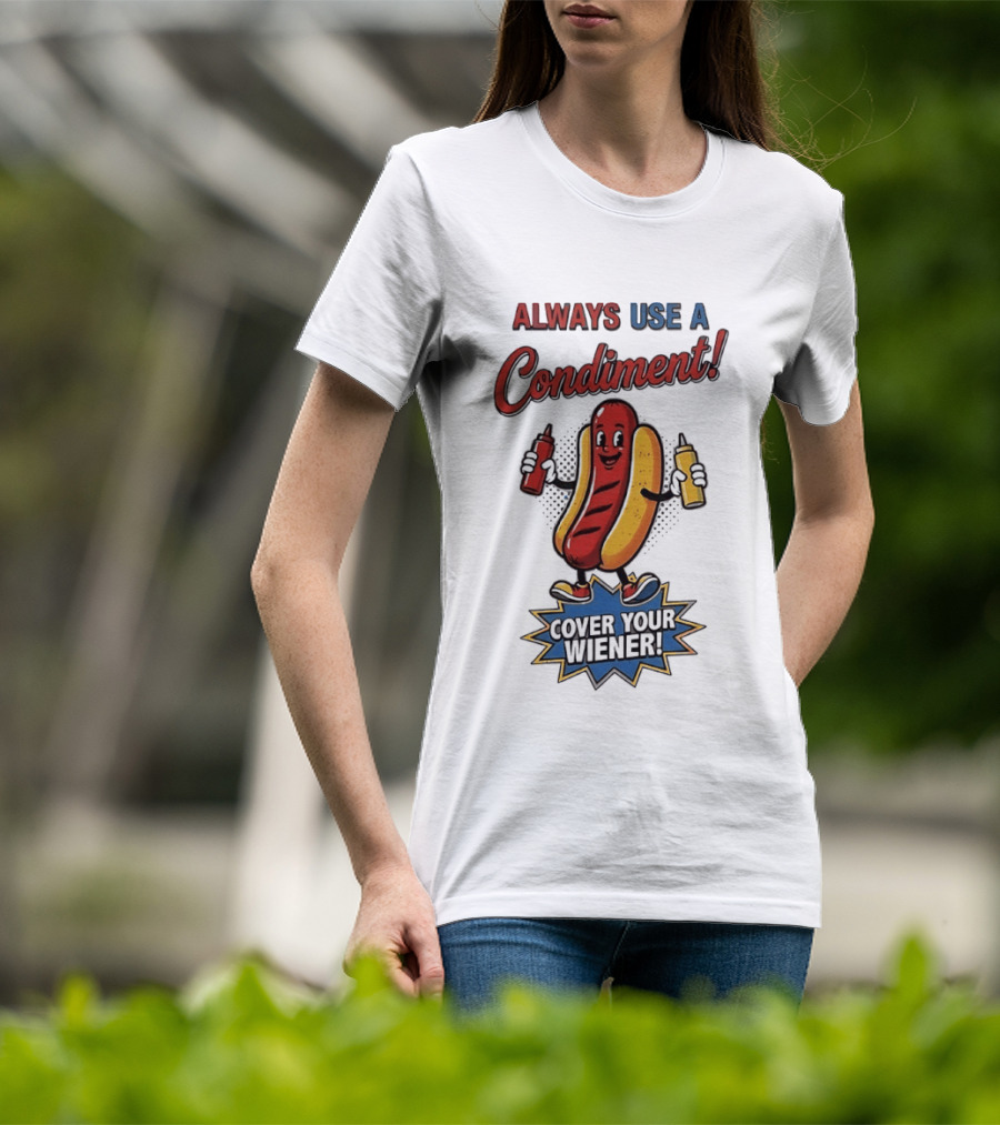 Always Use A Condiment Cover Your Wiener Hot Dog T-Shirt