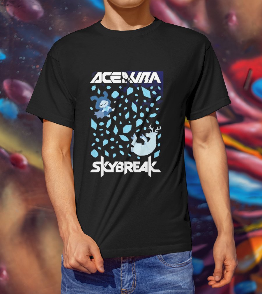 Ace Aura Skybreak EDM Music Artistic Falling Character And Deer With Blue Leaves T-Shirt