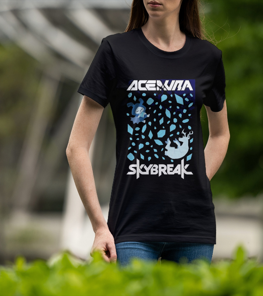 Ace Aura Skybreak EDM Music Artistic Falling Character And Deer With Blue Leaves T-Shirt