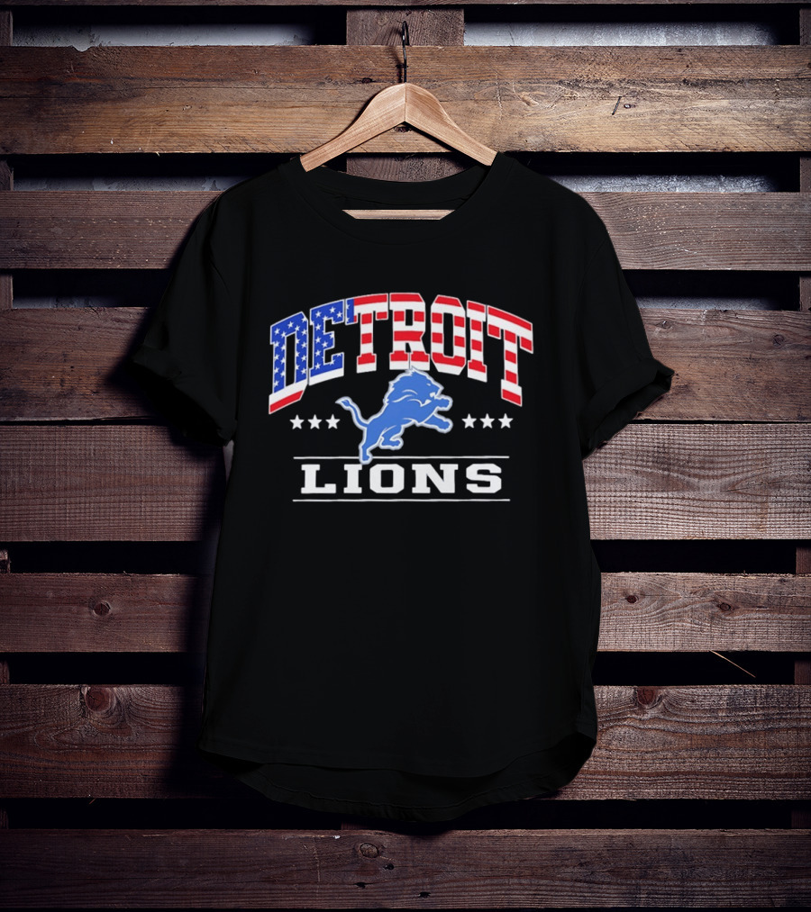 Detroit Lions 1776 2026 250 Years 4th Of July American Flag NFL Team Stars And Stripes T-Shirt