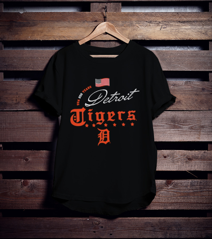 Detroit Tigers 250 Years USA Celebration Happy 4th Of July T-Shirt