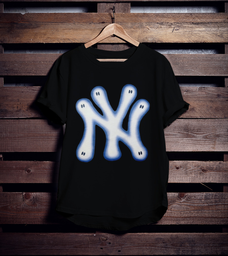 New York Yankees Ghostly Logo With Spooky Eyes T-Shirt