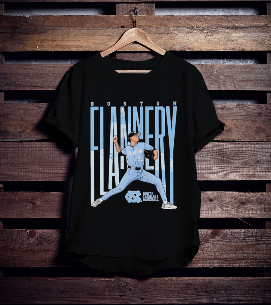 Boston Flannery North Carolina Tar Heels Baseball Carolina 42 T-Shirt