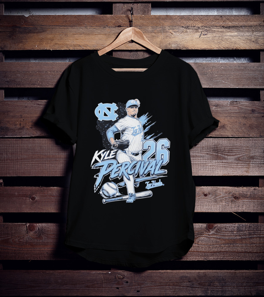 North Carolina Tar Heels Kyle Percival 26 Baseball Pitcher T-Shirt
