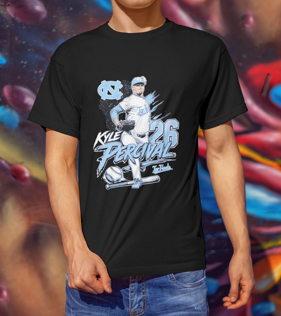 North Carolina Tar Heels Kyle Percival 26 Baseball Pitcher T-Shirt
