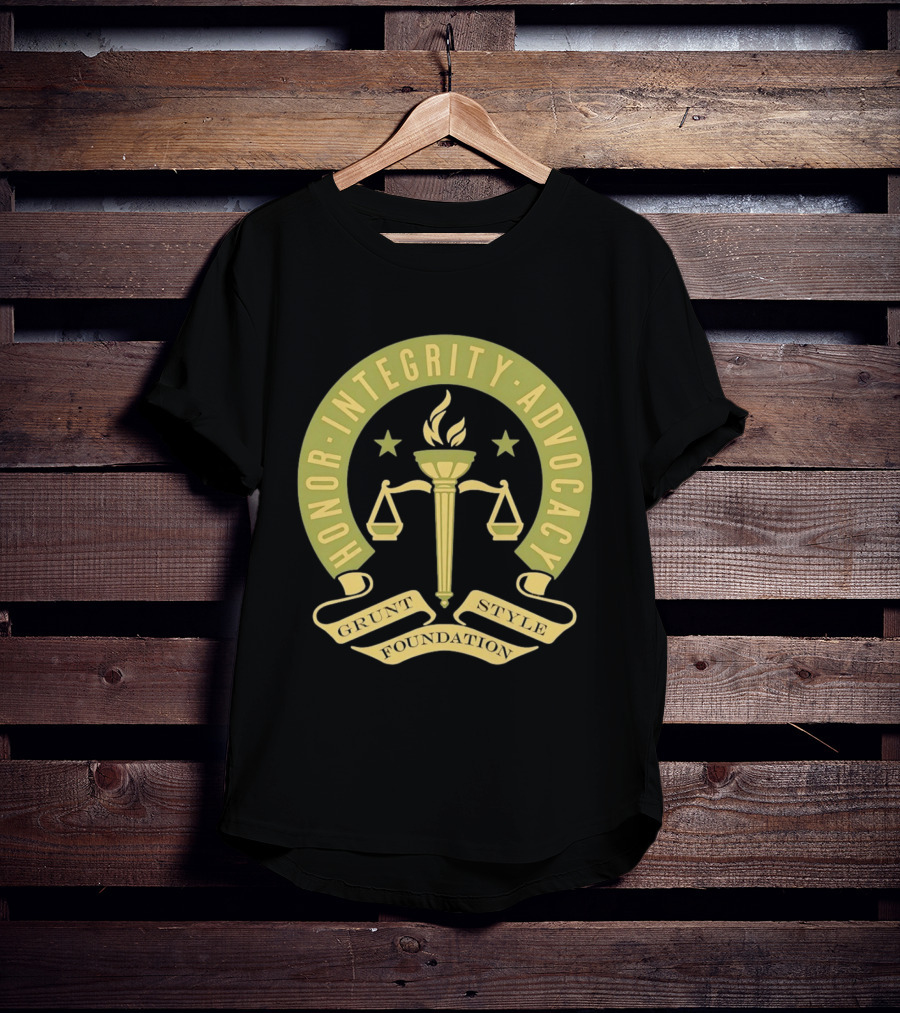 Grunt Style Foundation Honor Integrity Advocacy Symbol With Torch And Scales T-Shirt