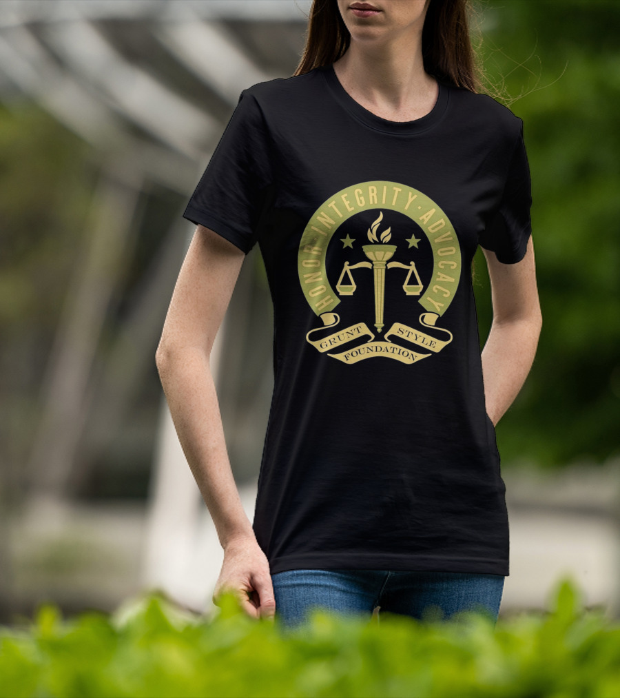 Grunt Style Foundation Honor Integrity Advocacy Symbol With Torch And Scales T-Shirt