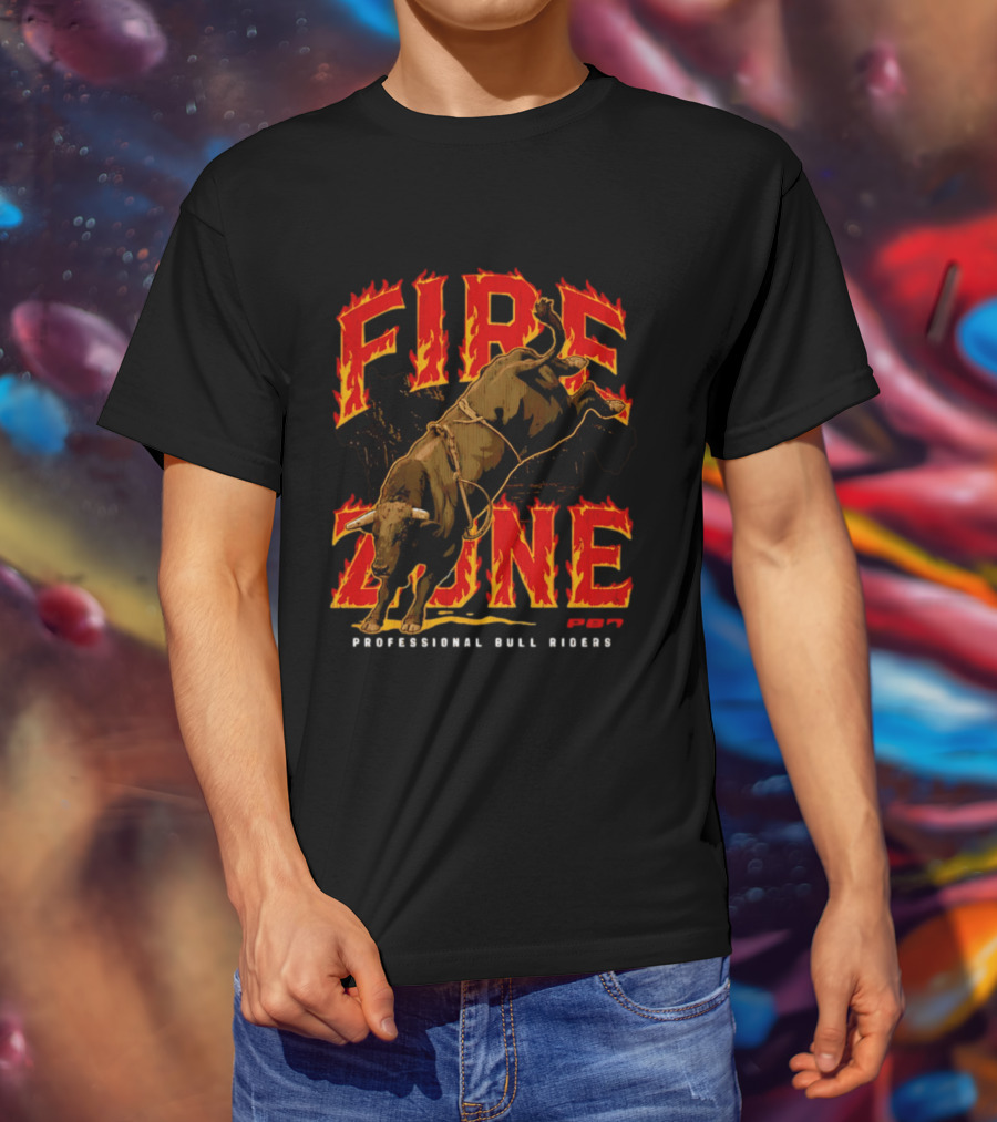 PBR Fire Zone Bucking Bull Professional Bull Riders Western T-Shirt