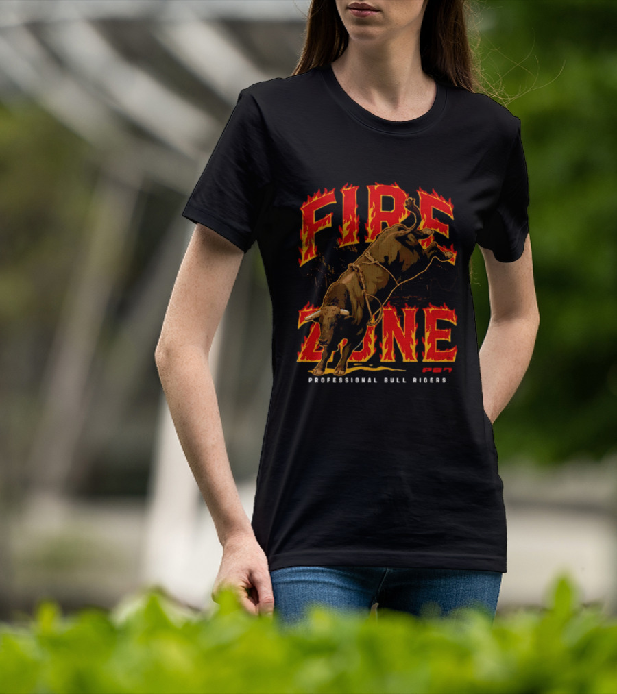PBR Fire Zone Bucking Bull Professional Bull Riders Western T-Shirt