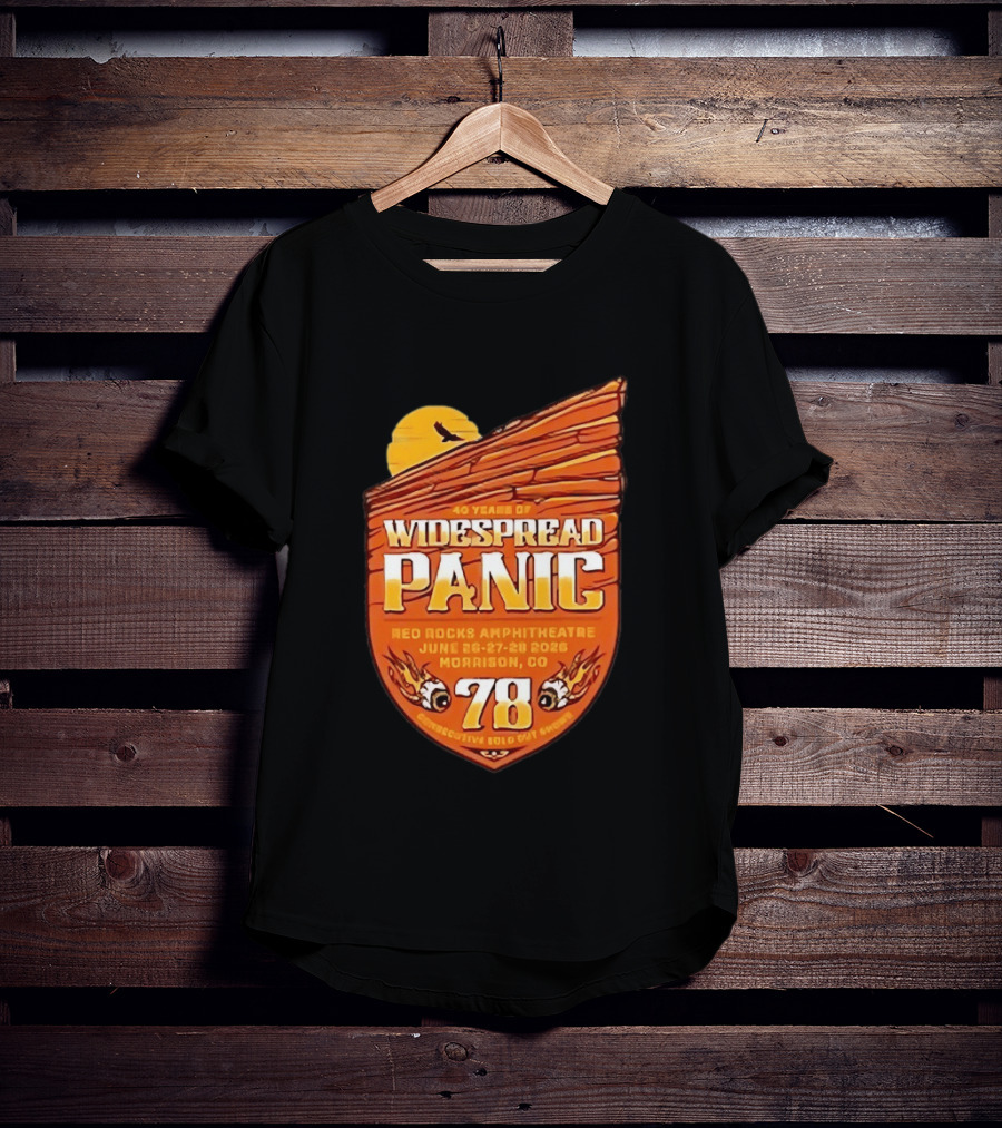 40 Years Of Widespread Panic Red Rocks Amphitheatre June 26 28 2026 Morrison Colorado 78 Consecutive Sold Out Shows T-Shirt